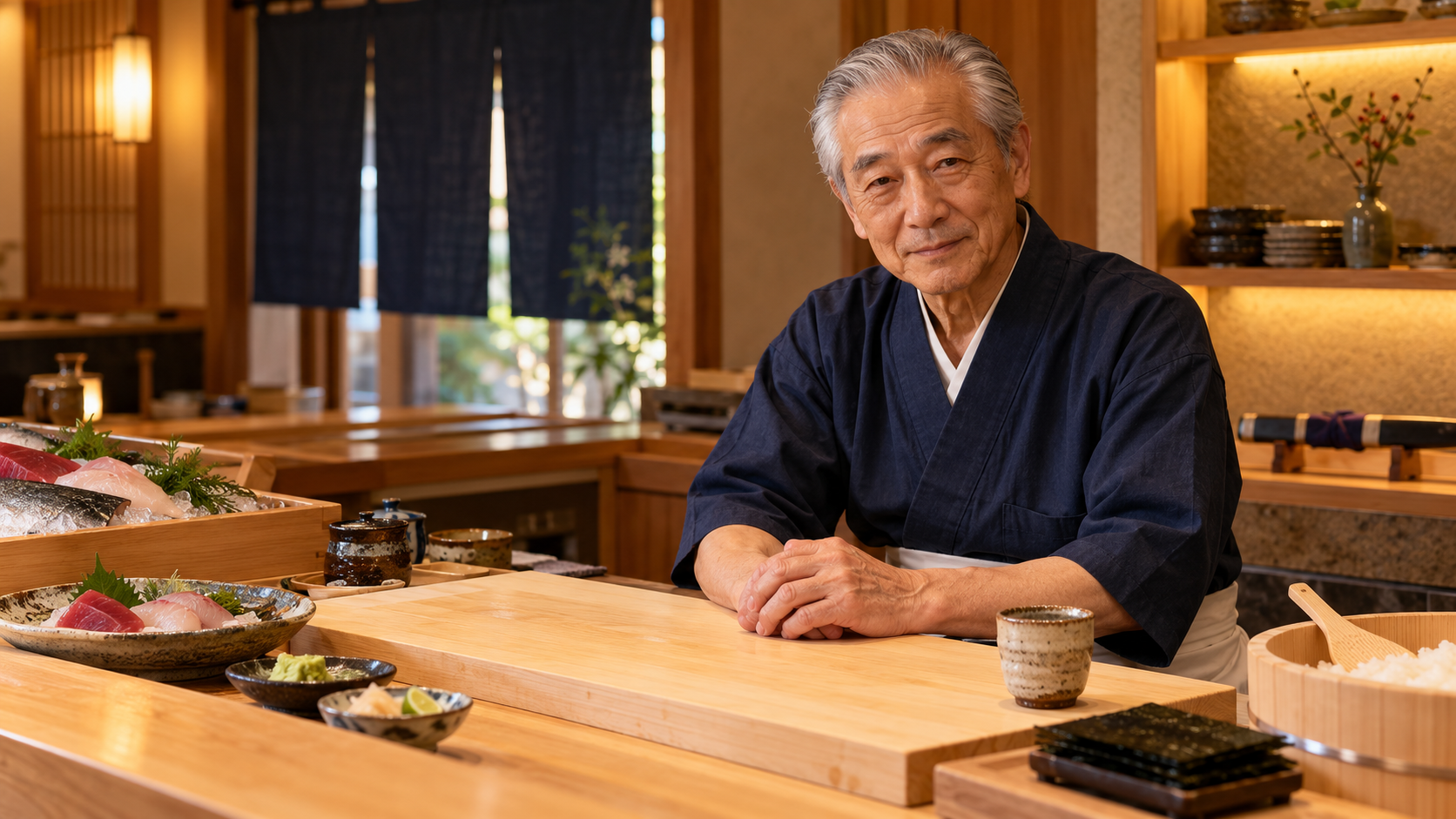 Chef Hiroshi Tanaka in the kitchen